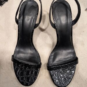 Mango Croc-Effect Heel Sandals